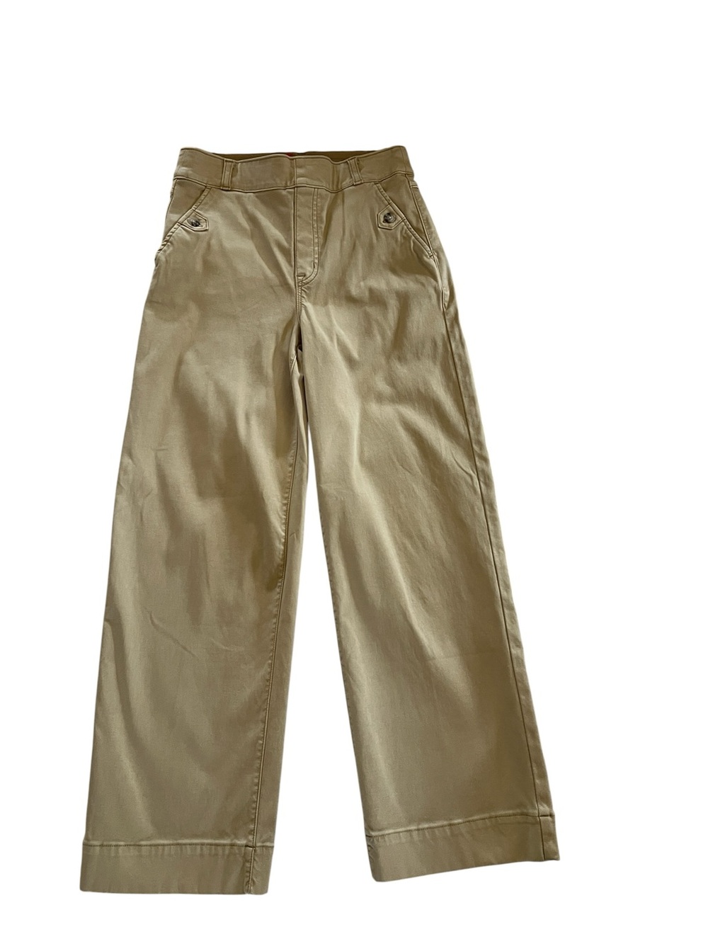 SPANX Khaki Wide Leg Cropped Utility Pants Shaping Stretch Small - Picture 2 of 6